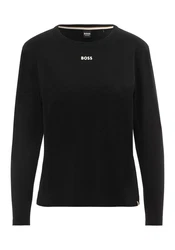 BOSS Langarmshirt mit Rundhalsausschnitt Braun/Schwarz/Rosa