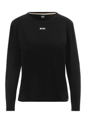 BOSS Langarmshirt mit Rundhalsausschnitt Braun/Schwarz/Rosa