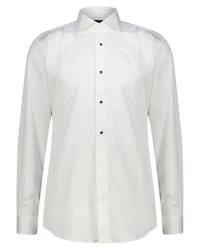 BOSS Langarmhemd Smokinghemd HANK Slim Fit Grau/Weiß/Khaki