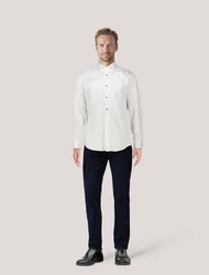 BOSS Langarmhemd Smokinghemd HANK Slim Fit Grau/Weiß/Khaki