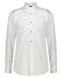 BOSS Langarmhemd Smokinghemd HANK Slim Fit Grau/Weiß/Khaki