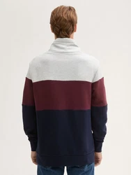 TOM TAILOR Sweatshirt mit Colour Blocking marine/graumeliert/weinrot