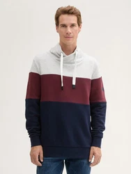 TOM TAILOR Sweatshirt mit Colour Blocking marine/graumeliert/weinrot