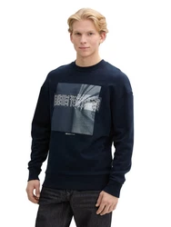 TOM TAILOR Denim Sweatshirt mit Frontprint navy/rauchblau/grau/weiß