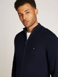 Tommy Hilfiger Strickjacke HERRINGBONE STRUCTURE ZIP THRU Dunkelblau/Hellblau