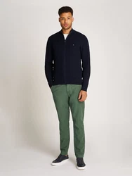 Tommy Hilfiger Strickjacke HERRINGBONE STRUCTURE ZIP THRU Dunkelblau/Hellblau