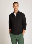 Tommy Hilfiger Strickjacke HERRINGBONE STRUCTURE ZIP THRU schwarz