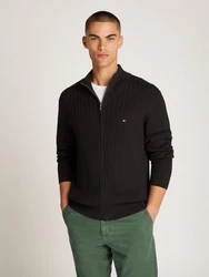 Tommy Hilfiger Strickjacke HERRINGBONE STRUCTURE ZIP THRU schwarz