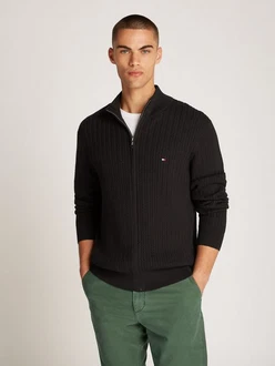 Tommy Hilfiger Strickjacke HERRINGBONE STRUCTURE ZIP THRU