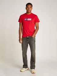 Tommy Jeans Plus Rundhalsshirt TJM SLIM ENTRY GRAPHIC TEE Grün