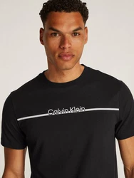 Calvin Klein Rundhalsshirt SPLIT LINE LOGO T-SHIRT Schwarz/Grau