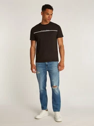 Calvin Klein Rundhalsshirt SPLIT LINE LOGO T-SHIRT Schwarz/Grau
