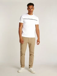 Calvin Klein Rundhalsshirt SPLIT LINE LOGO T-SHIRT Weiß/Creme/Schwarz