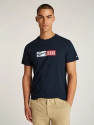 Tommy Jeans Plus Rundhalsshirt TJM SLIM ENTRY GRAPHIC TEE Grün