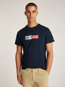 Tommy Jeans Plus Rundhalsshirt TJM SLIM ENTRY GRAPHIC TEE Grün