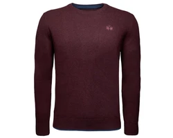 La Martina Rundhalspullover XMS012 Herren Bordeaux/Dunkelrot/Lila