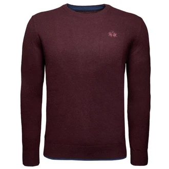 La Martina Rundhalspullover XMS012 Herren Bordeaux/Dunkelrot/Lila
