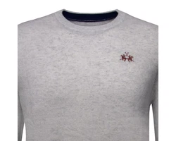 La Martina Rundhalspullover XMS012 Herren Grau/Hellgrau