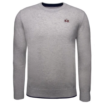 La Martina Rundhalspullover XMS012 Herren Grau/Hellgrau La Martina Rundhalspullover XMS012 Herren Grau/Hellgrau