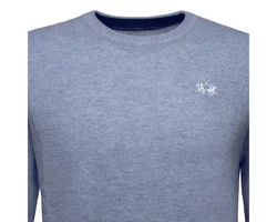 La Martina Rundhalspullover XMS012 Herren Dunkelblau/Grau/Blau/Hellblau