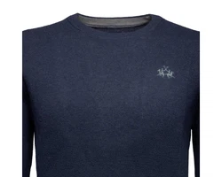 La Martina Rundhalspullover XMS012 Herren Blau/Dunkelblau