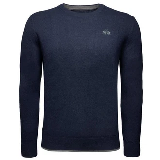 La Martina Rundhalspullover XMS012 Herren Blau/Dunkelblau La Martina Rundhalspullover XMS012 Herren Blau/Dunkelblau