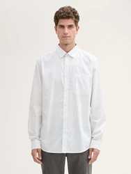 TOM TAILOR Langarmhemd Chambray Hemd Weiß/Creme/Grau
