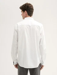 TOM TAILOR Langarmhemd Chambray Hemd Weiß/Creme/Grau