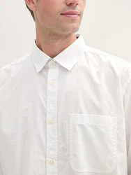TOM TAILOR Langarmhemd Chambray Hemd Weiß/Creme/Grau