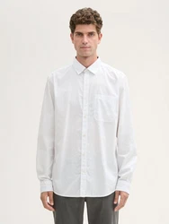 TOM TAILOR Langarmhemd Chambray Hemd Weiß/Creme/Grau