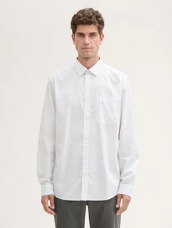 TOM TAILOR Langarmhemd Chambray Hemd Weiß/Creme/Grau