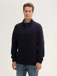 TOM TAILOR Strickpullover Troyer Dunkelblau/Hellblau/Blau/Lila