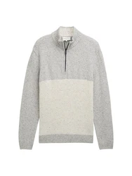 TOM TAILOR Strickpullover Troyer Grau/Hellgrau