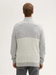 TOM TAILOR Strickpullover Troyer Grau/Hellgrau