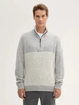 TOM TAILOR Strickpullover Troyer Grau/Hellgrau