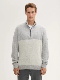 Strickpullover Troyer Pullover mit Strukturmix