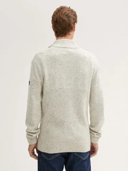 TOM TAILOR Strickpullover Troyer Grau/Khaki