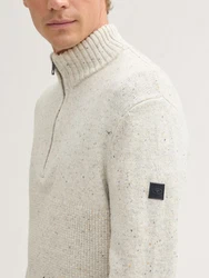 TOM TAILOR Strickpullover Troyer Grau/Khaki