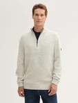 TOM TAILOR Strickpullover Troyer Grau/Khaki