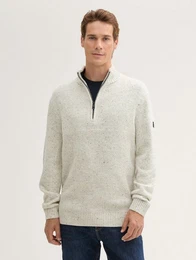 Strickpullover Troyer Pullover mit Strukturmix