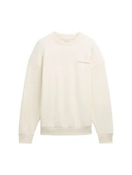 TOM TAILOR Denim Sweatshirt mit Textprint Beige/Weiß/Khaki/Creme
