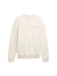 TOM TAILOR Denim Sweatshirt mit Textprint Beige/Weiß/Khaki/Creme