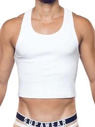 T-Shirt Ribbed Cropped Singlet Tank Top White M