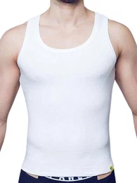 T-Shirt Ribbed Slashed Singlet Tank Top White M