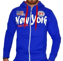 RMK Collegejacke Herren Sweatjacke Sportjacke Joggingjacke New York USA Blau/Dunkelblau/Hellblau