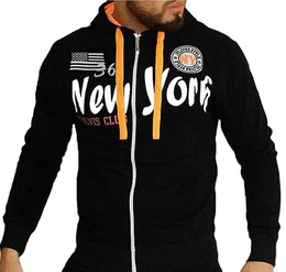 Collegejacke Herren Sweatjacke Sportjacke Joggingjacke New York USA US Amerika mit Kapuze