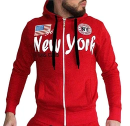 Collegejacke Herren Sweatjacke Sportjacke Joggingjacke New York USA US Amerika mit Kapuze