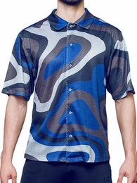 T-Shirt Short Sleeve Mesh Shirt Blue Combo Print S