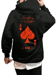 Kapuzenpullover Hoodie Herren Pullover Kapuzen Karte Pik Peak Poker Ass
