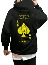 Kapuzenpullover Hoodie Herren Pullover Kapuzen Karte Pik Peak Poker Ass